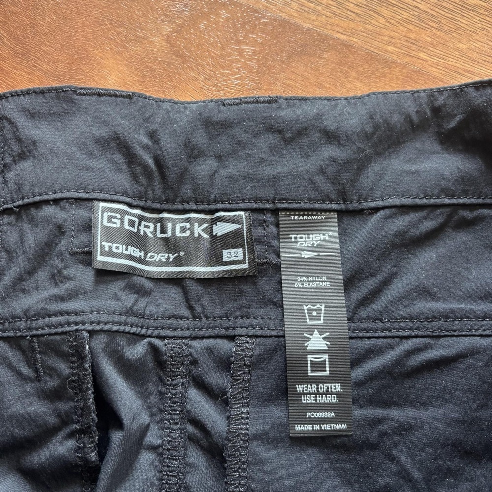 GORUCK Tough Dry Mens 32 Black Hiking Athletic Shorts 9 Inseam PC006932A - Picture 2 of 6